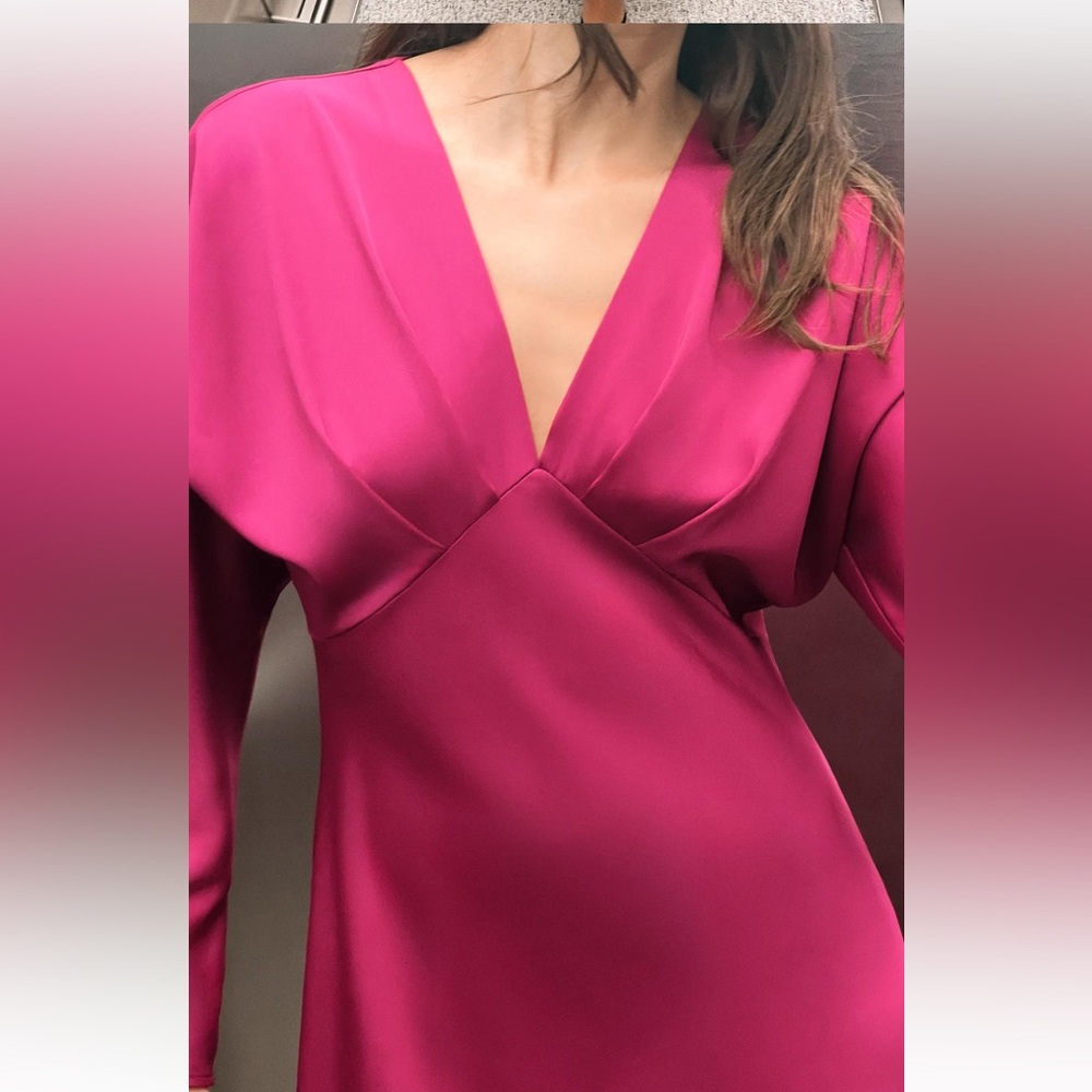 Zara NWT Satin Effect Midi Dress size L - Picture 4 of 9